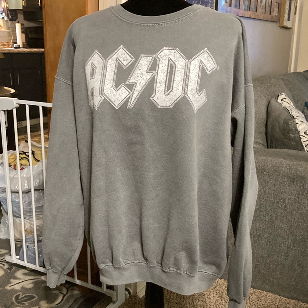 AC/DC charcoal gray sweatshirt with graphics on front and back size L-XL